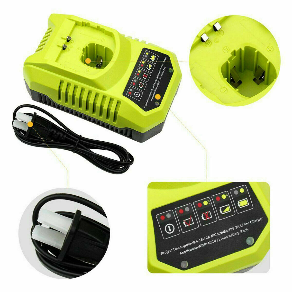 For Ryobi 14.4V 3.6Ah Ni-Mh Battery 130224010 1400671 130224011 or P117 Charger