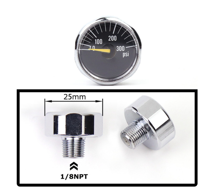 PCP Air Mini Micro Pressure Gauge Manometre Manometer 1/8BSP(G1/8) 1/8NPT M10 M8