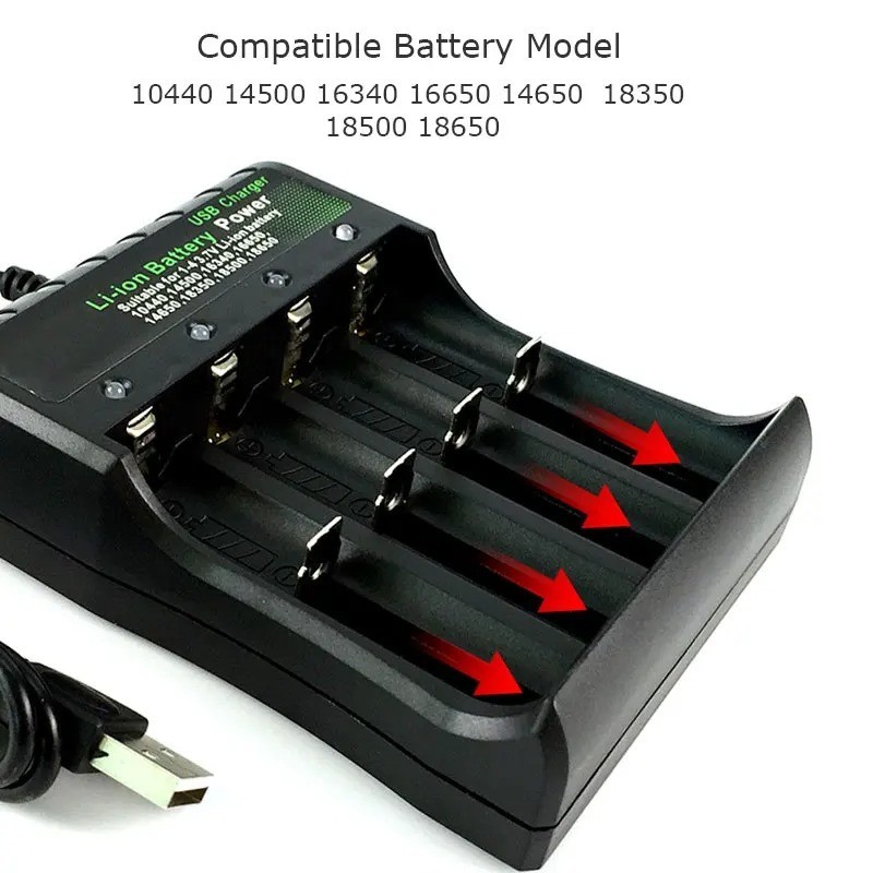 18650 Battery Charger 1/2/4 Slots Dual 18650 Charging 3.7V Rechargeable Lithium