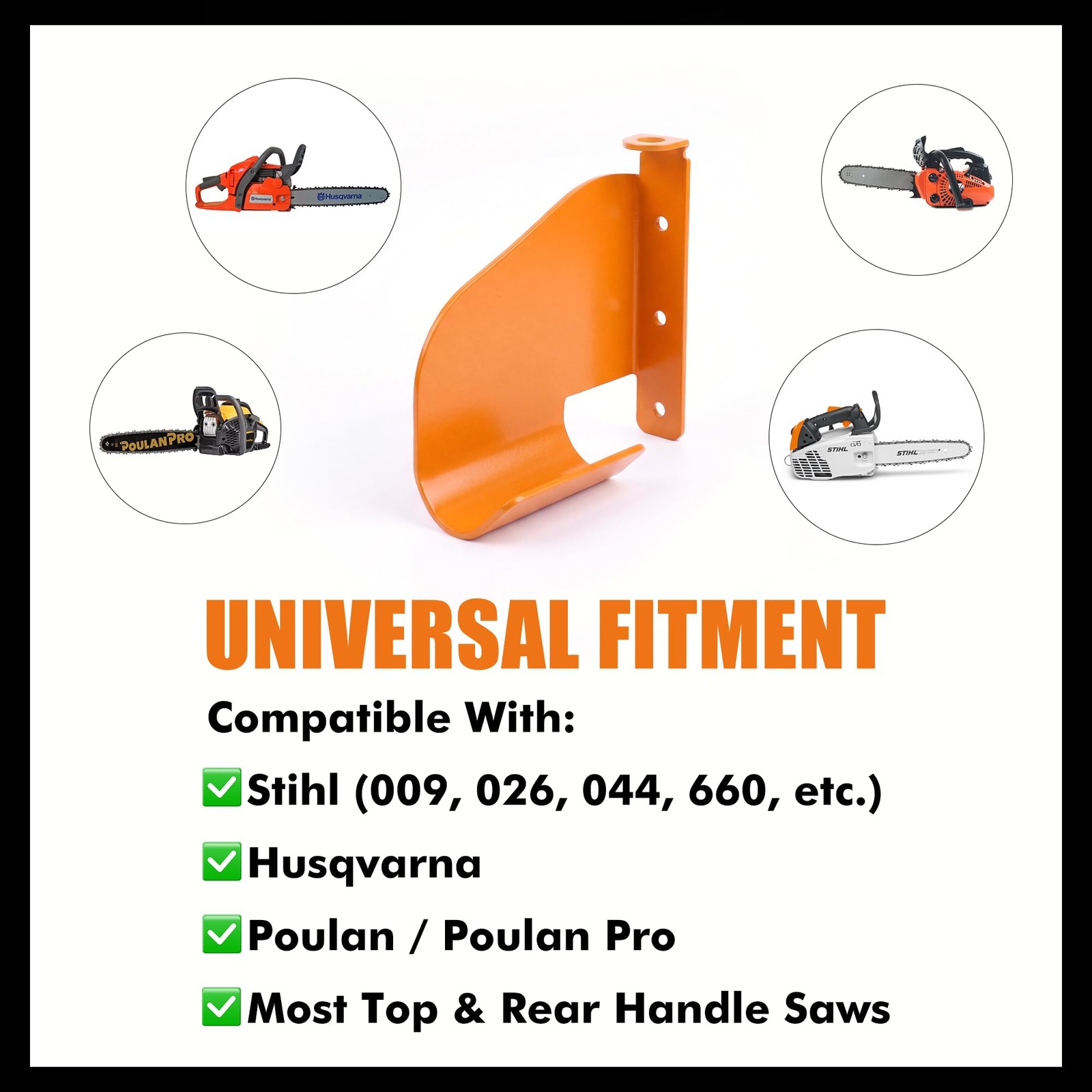 Chainsaw Hanger Holder 304 Stainless Steel Wall Mount Heavy Duty Orange 6×6 Shop