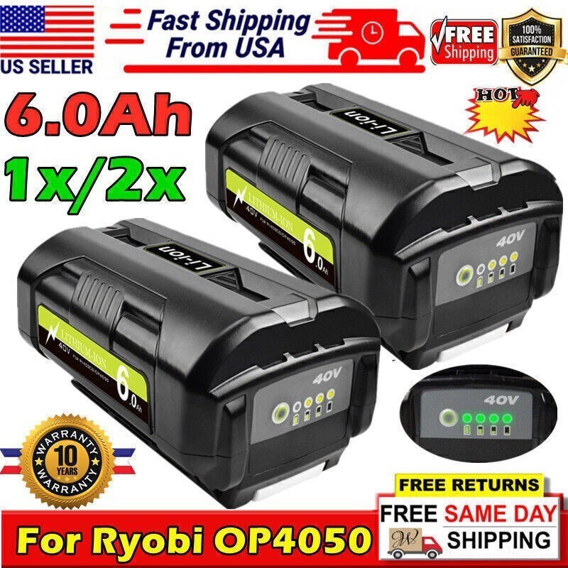 1~2Pcs For Ryobi 40V 8.0Ah Li-ion Battery OP4050 OP40602 OP40201 OP40501 3.5Ah