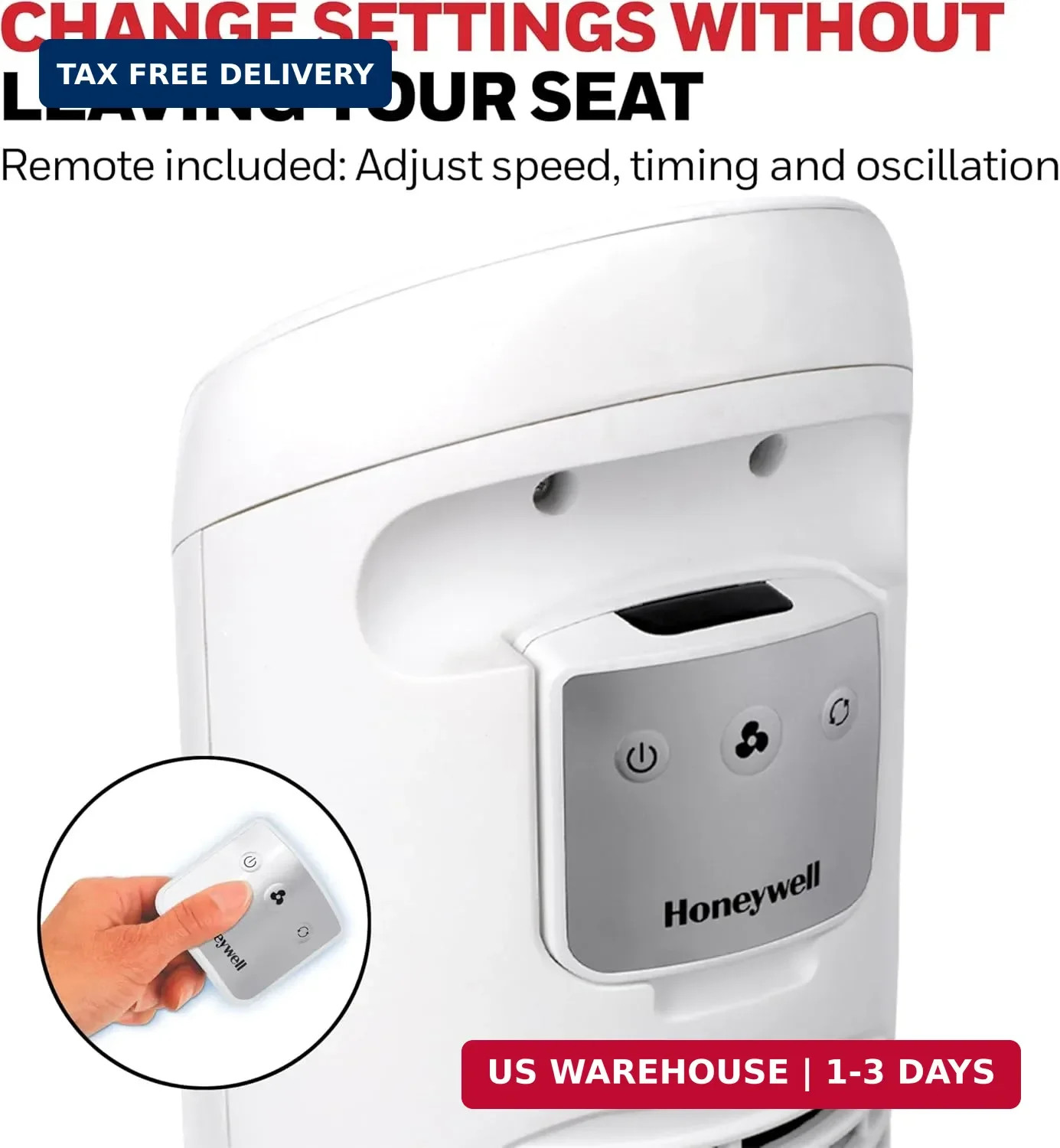 Honeywell QuietSet Whole Room Oscillating Tower Fan with Remote, White, HYF260