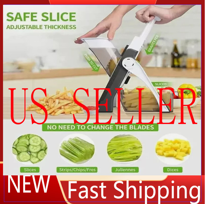 Safe Mandoline Slicer 5 in 1 Vegetable Chopper Food Potato Cutter Adjustable US