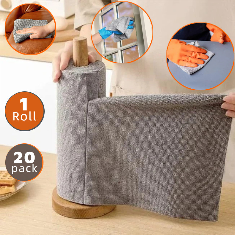 10 Roll (20pcs) Kitchen Dish Towels Microfiber Cleaning Cloth 7.5″x7.5″ Reusable