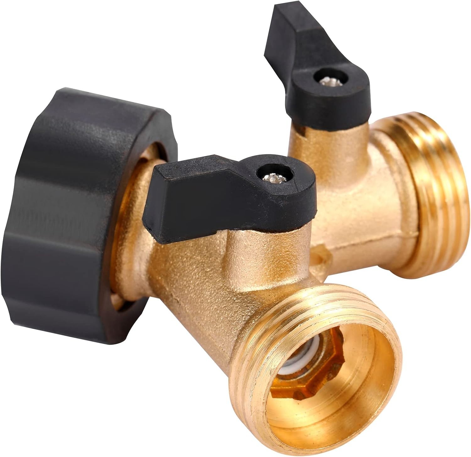 Adjustable Flow Control Brass Garden Hose Splitter – Compact & Heavy Duty