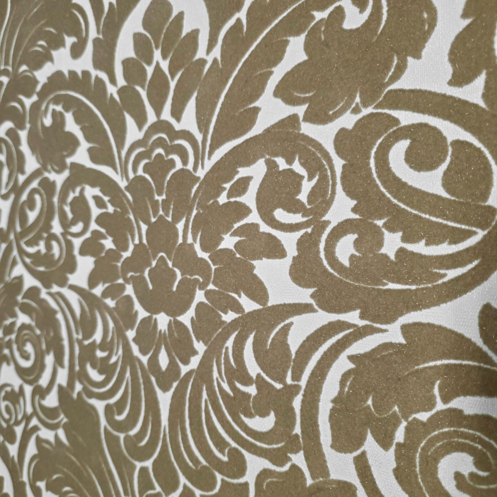 Flocking orange beige ivory cream Flocked Victorian damask velvet Wallpaper 3D