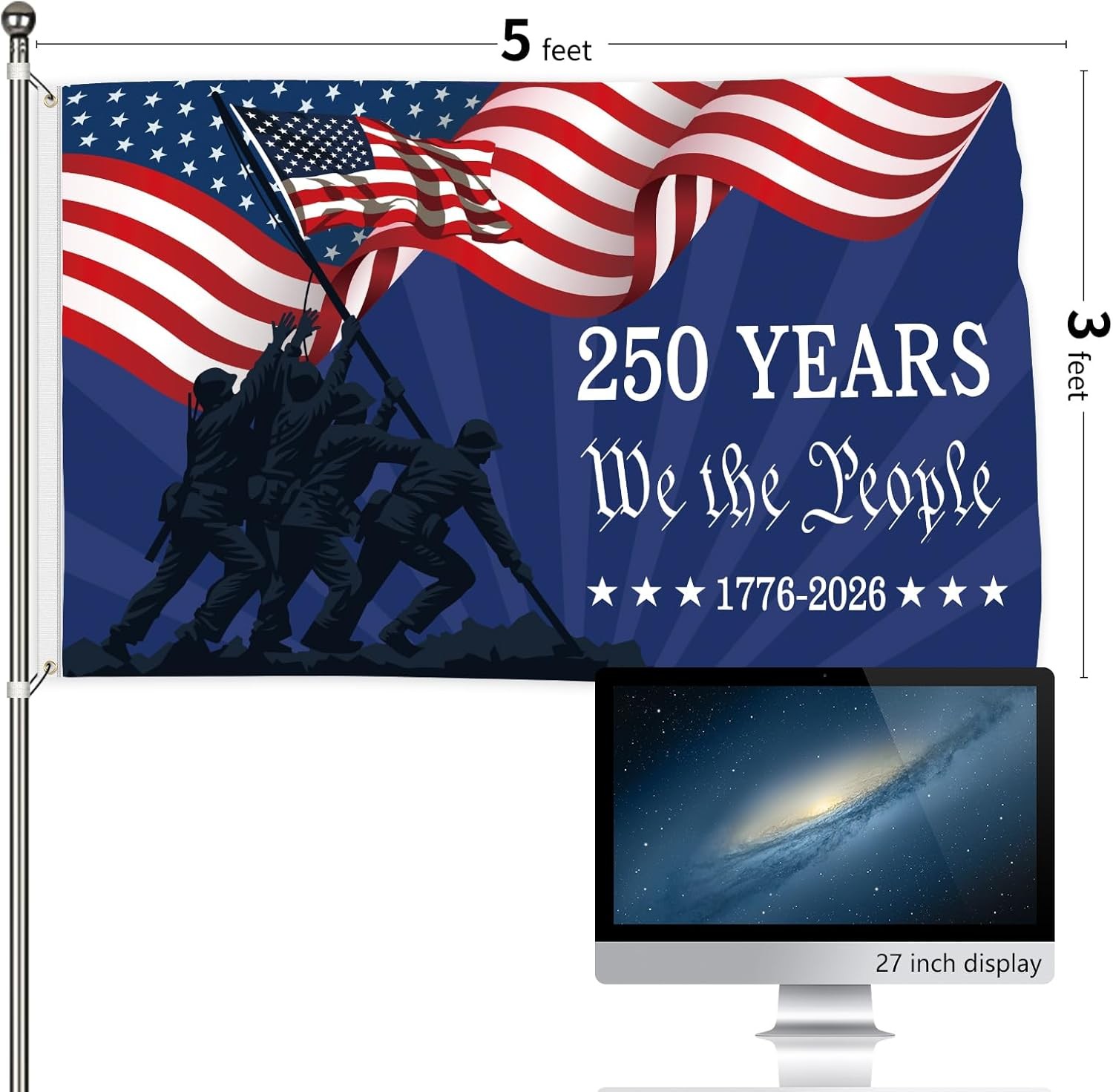 250 Anniversary Flag 3X5 Ft 250 Years Semiquincentennial We the People 1776-2026