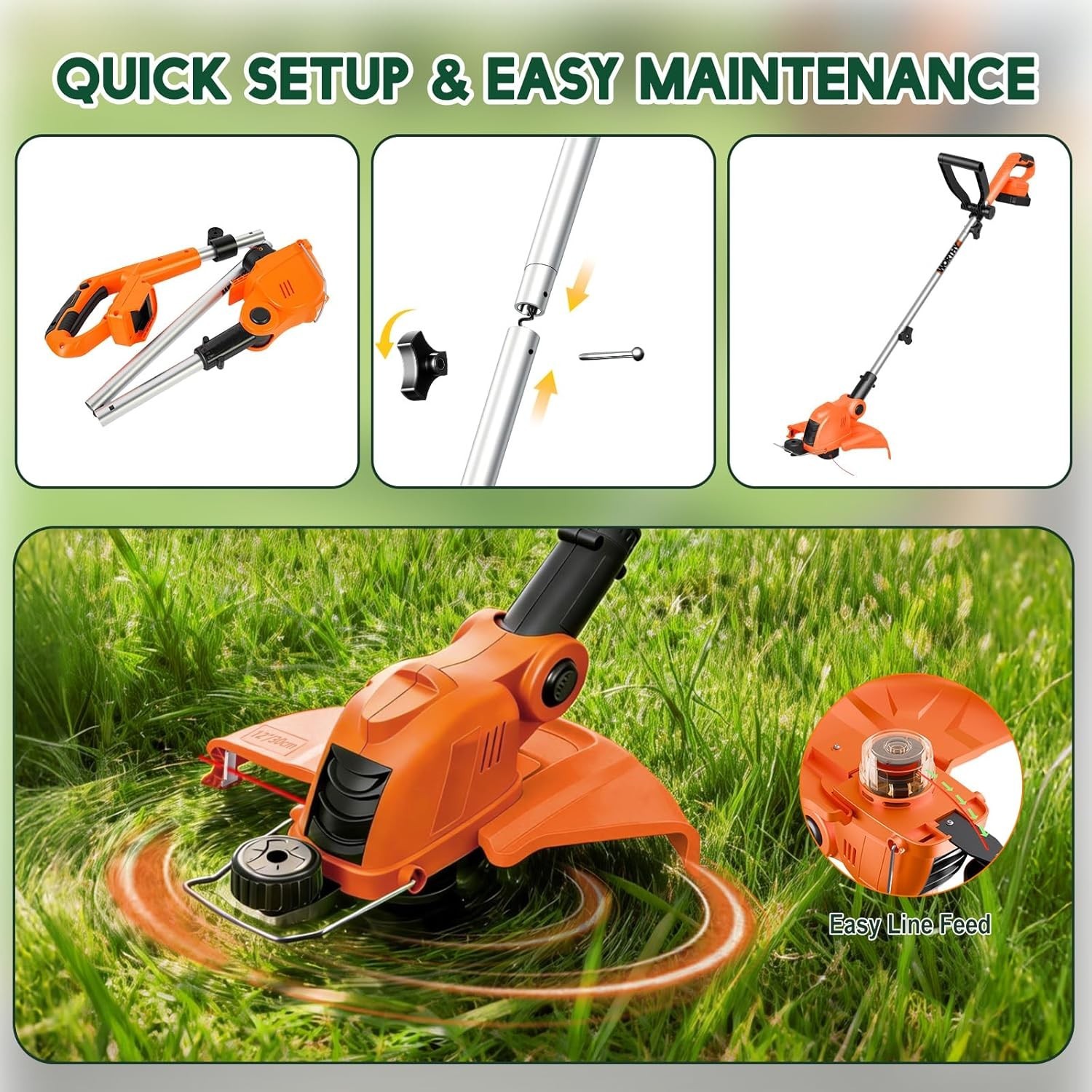 Weed Wacker Weed Eater 21V: Cordless Electric String Trimmer and Edger Lawn T…