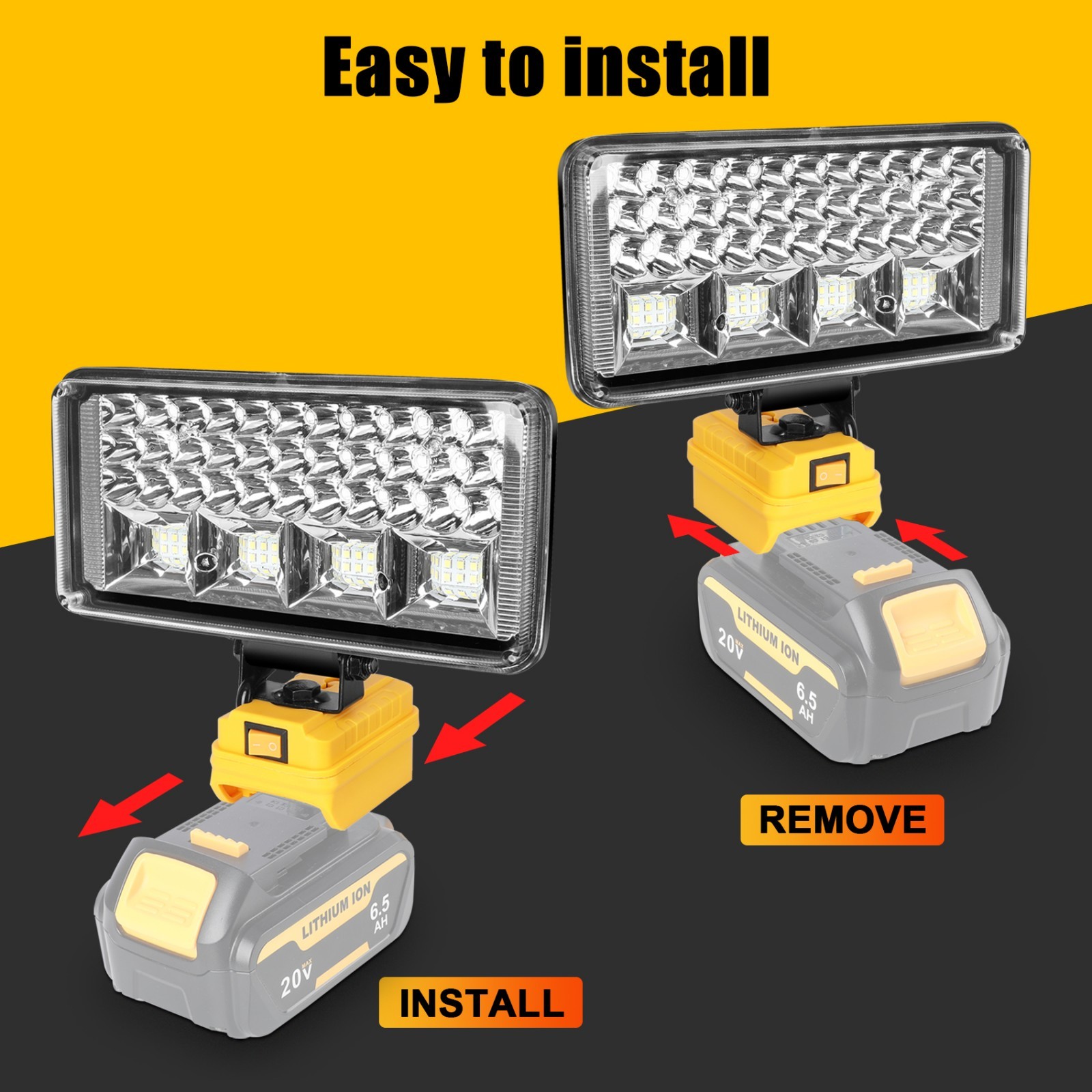 LED Work Light for De walt 20V Battery, 90W 6800LM Flashlight with USB Port