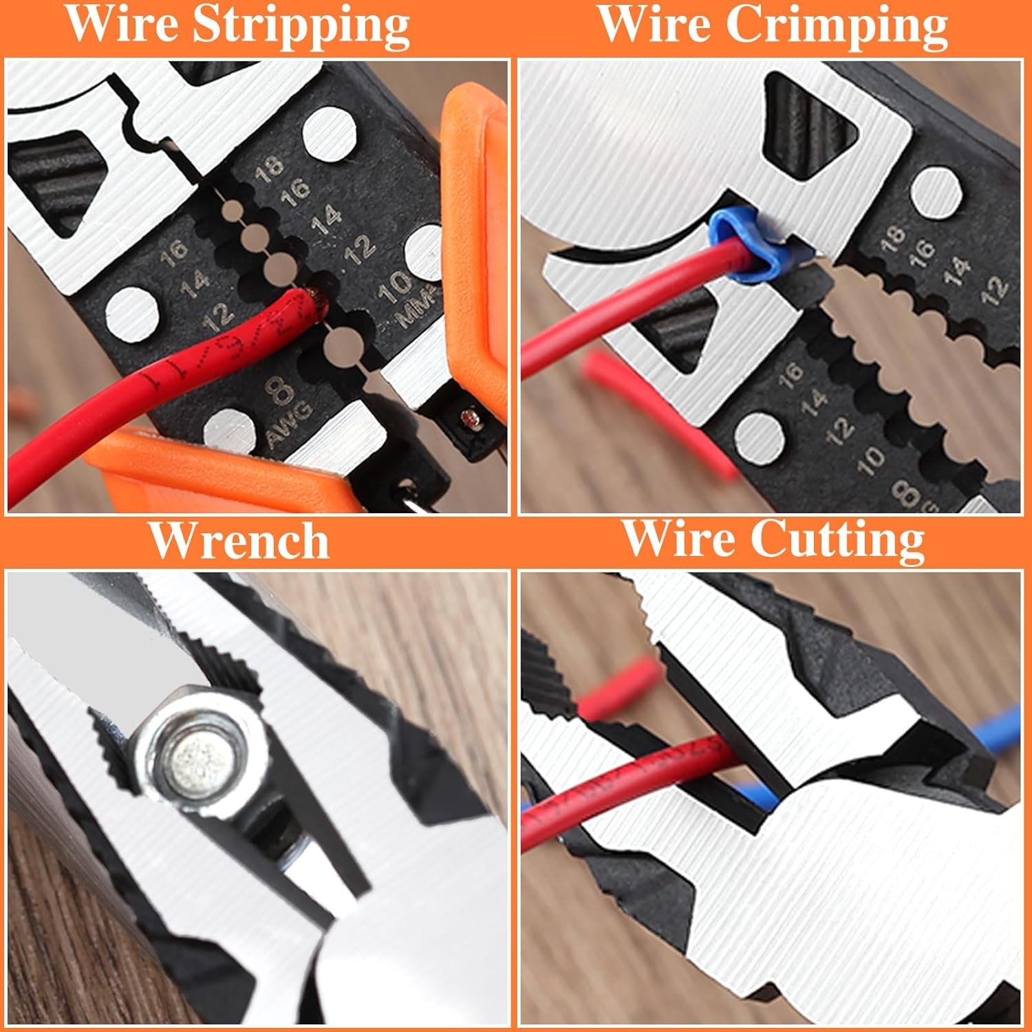 3PCS 9-in-1 Electrician Tool Set with Pliers/Cutter/Stripper, Heavy Duty