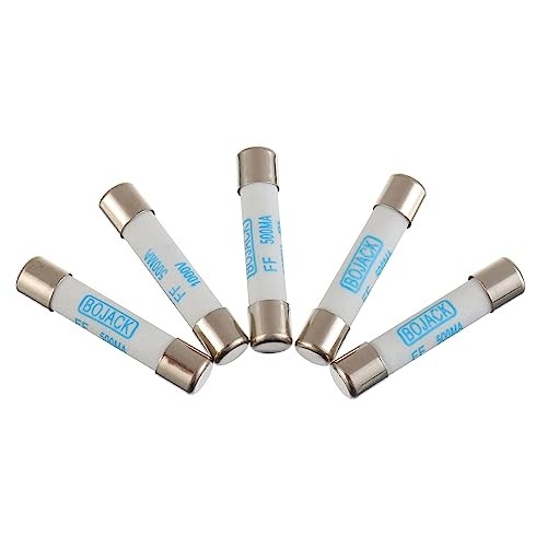 BOJACK Digital Multimeter Fuse 0.5A 500mA 1000V DC Fast Acting Nickel-Plated