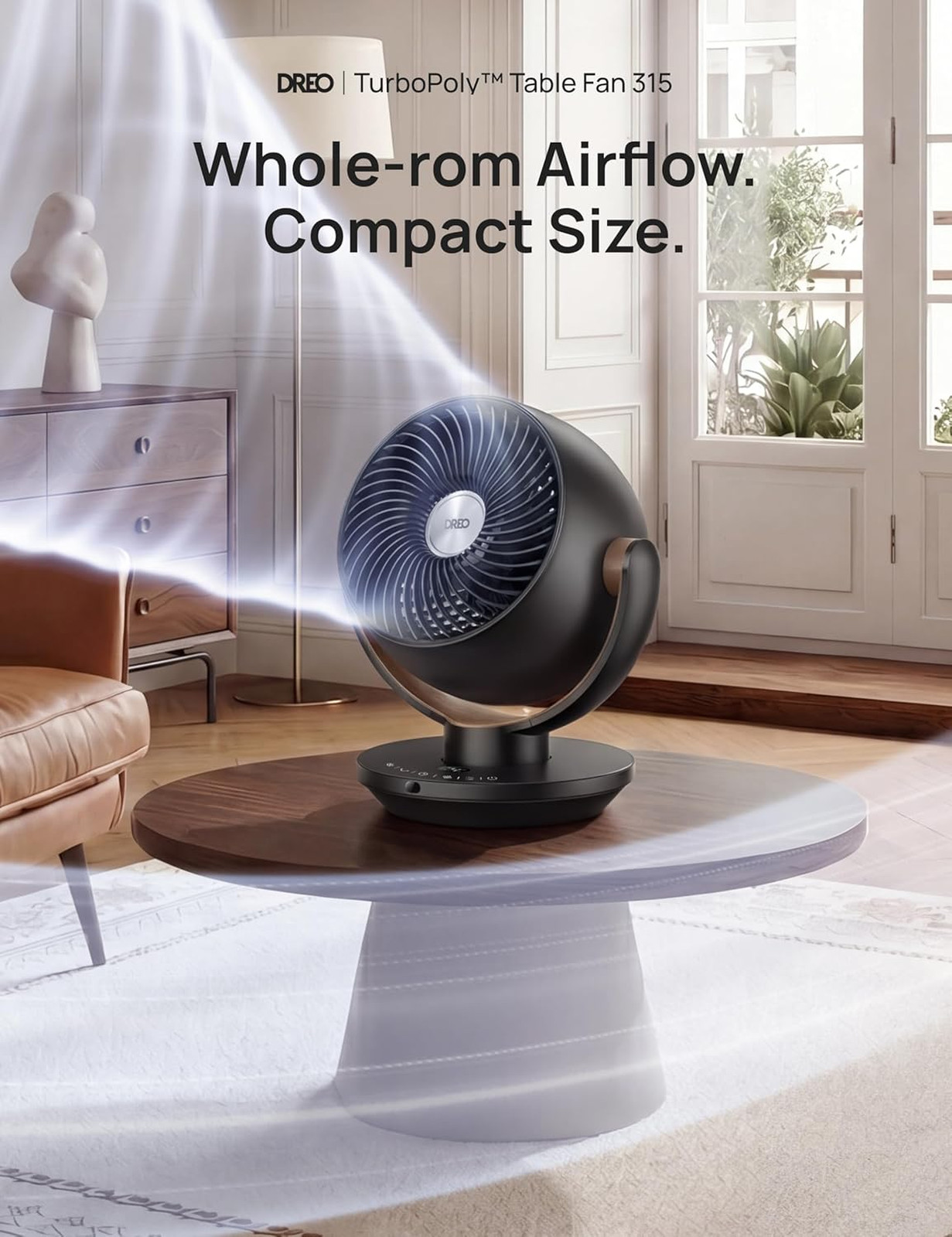 Table Fan with Remote Control, 11 Inch Air Circulator, 750CFM, Oscillating, 4