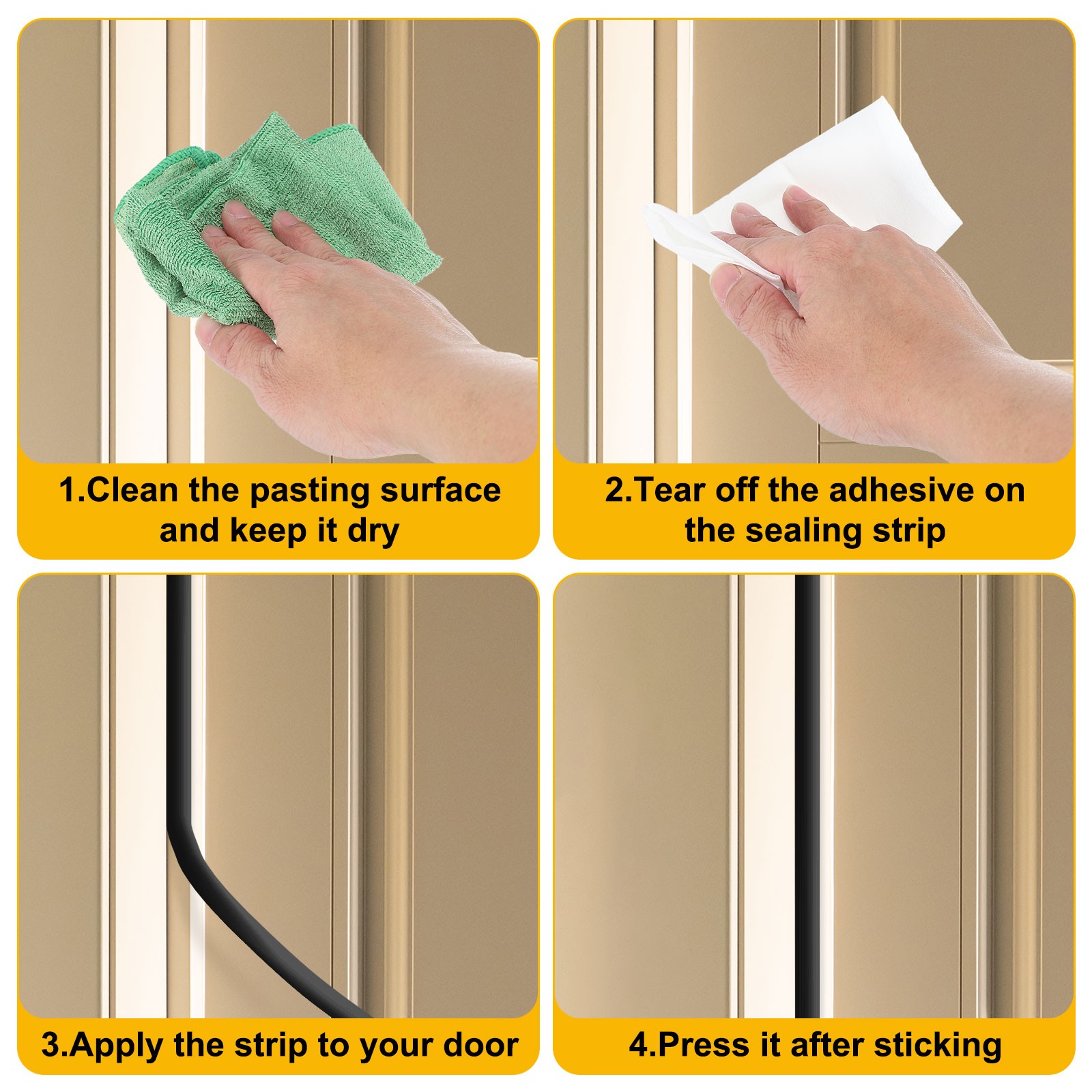 20 ft Silicone Weather Stripping Door Seal Strip, , 0.35″ x 0.24″, Black