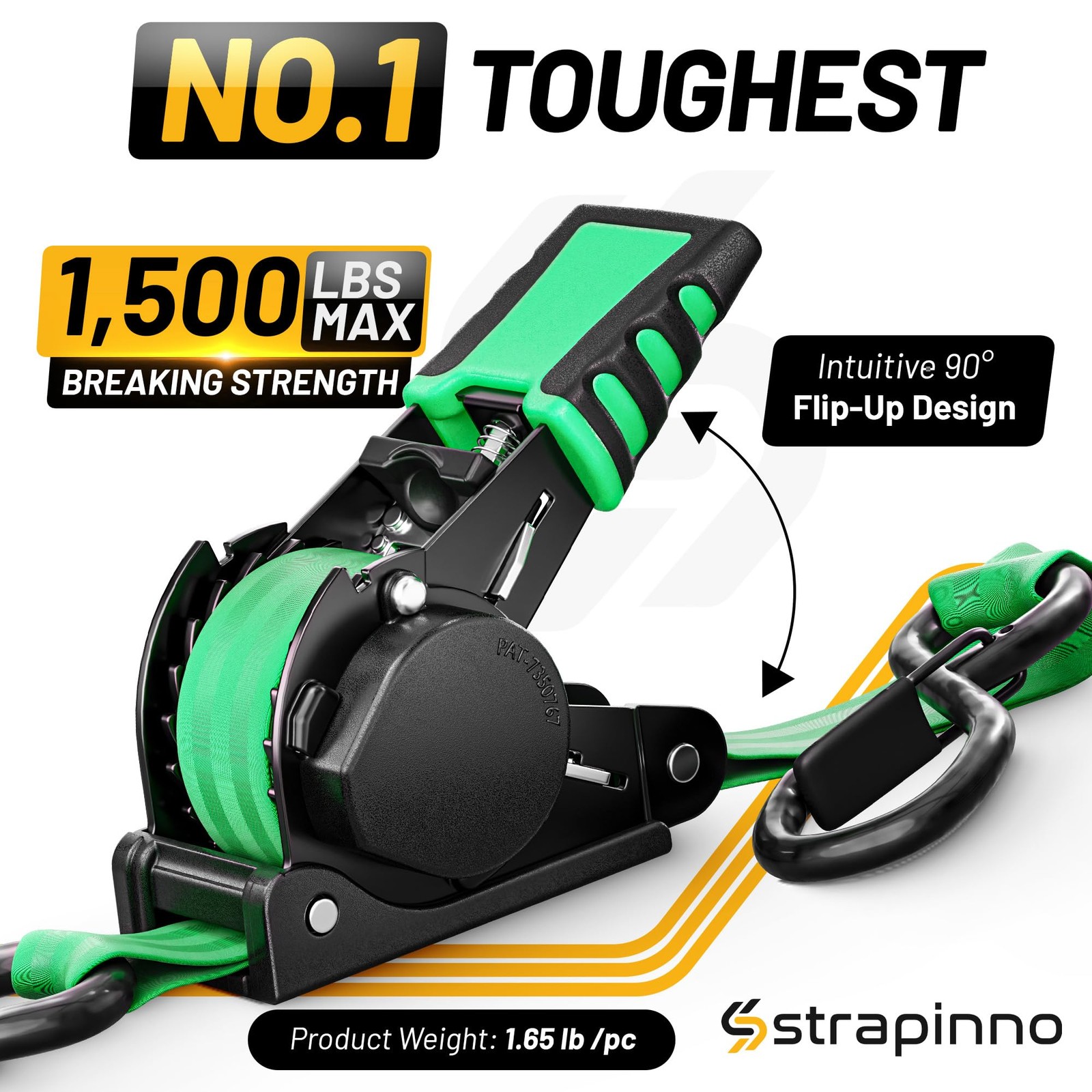 Retractable Ratchet Straps 1 in X 10 Ft 1,500LBS Break Strength – 500 Lbs