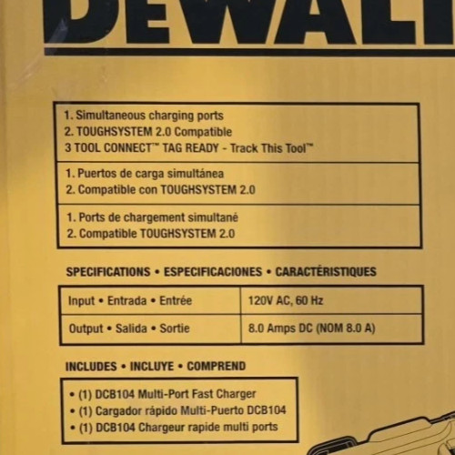 DEWALT DCB104 12V/20V MAX FlexVolt Multiport Fast Charger NEW!