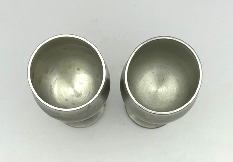 Vintage Selangor Pewter Goblet Cups Set of 2 Malaysia Small Wine Cups