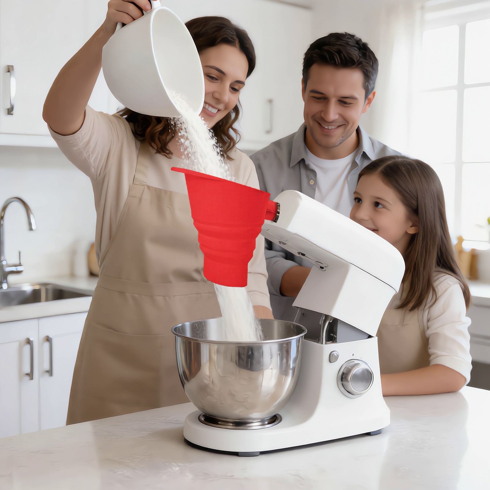 5.32*5*5.32in Flour Funnel for Kitchen Stand Mixer, Flour Funnel for Egg Liquid