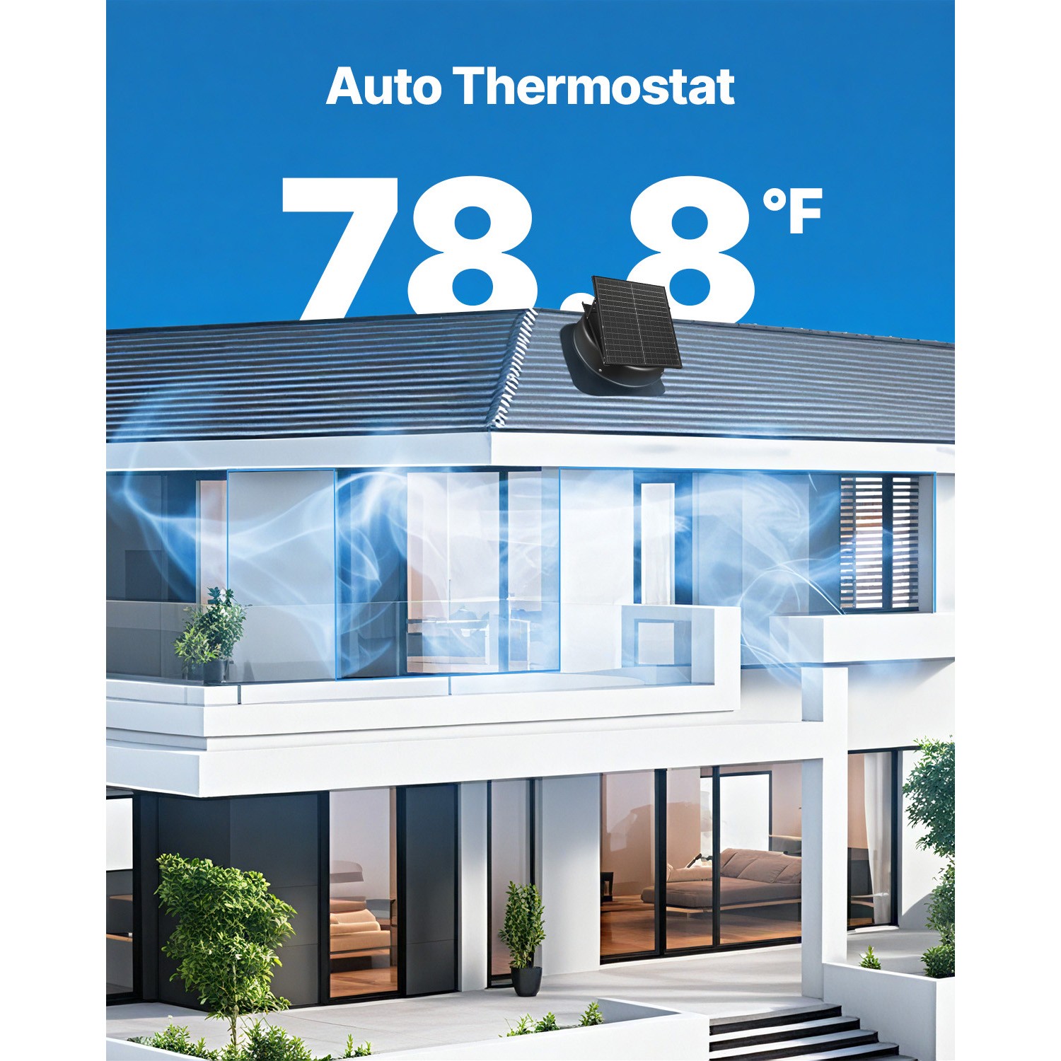 Uimoso 35W Solar-Powered Attic Fan with Thermostat and Brushless DC Motor