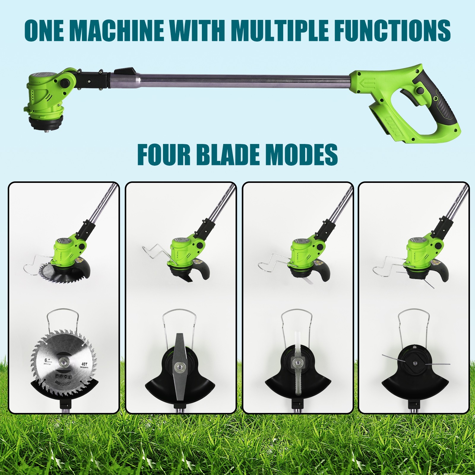 Electric Cordless Grass String Trimmer Lawn Edger Weed Wacker Cutter & 2 Battery
