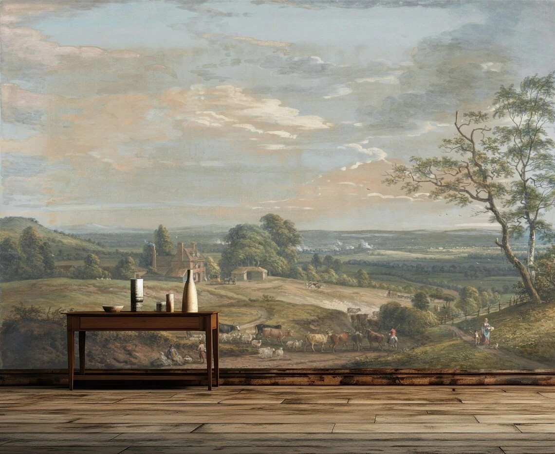Vintage Classic Painting Rural Wallpaper Mural Removeable Washable Peel&Stick