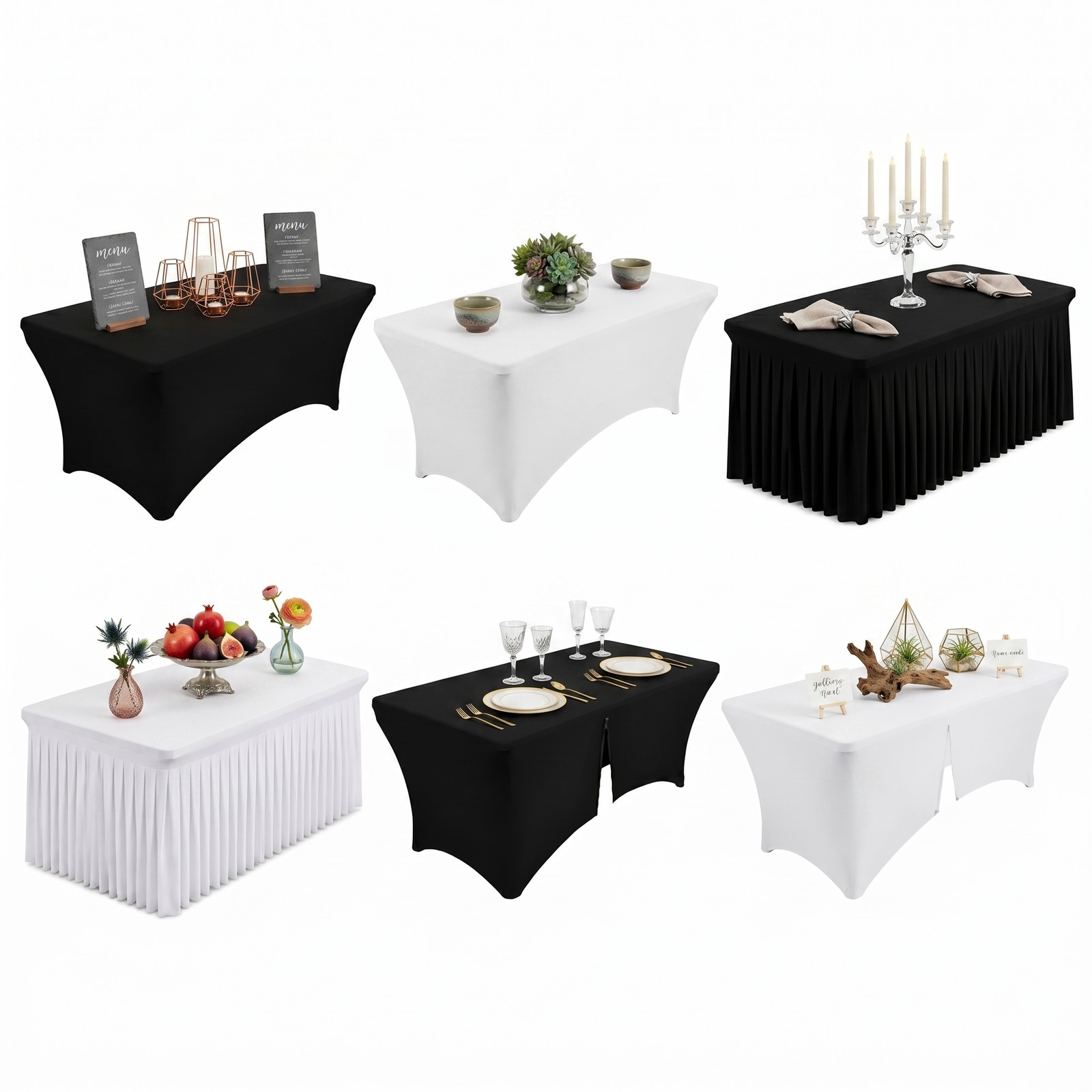 6FT Rectangular Spandex Table Cover Stretch Fitted Tablecloth for Vendor Wedding