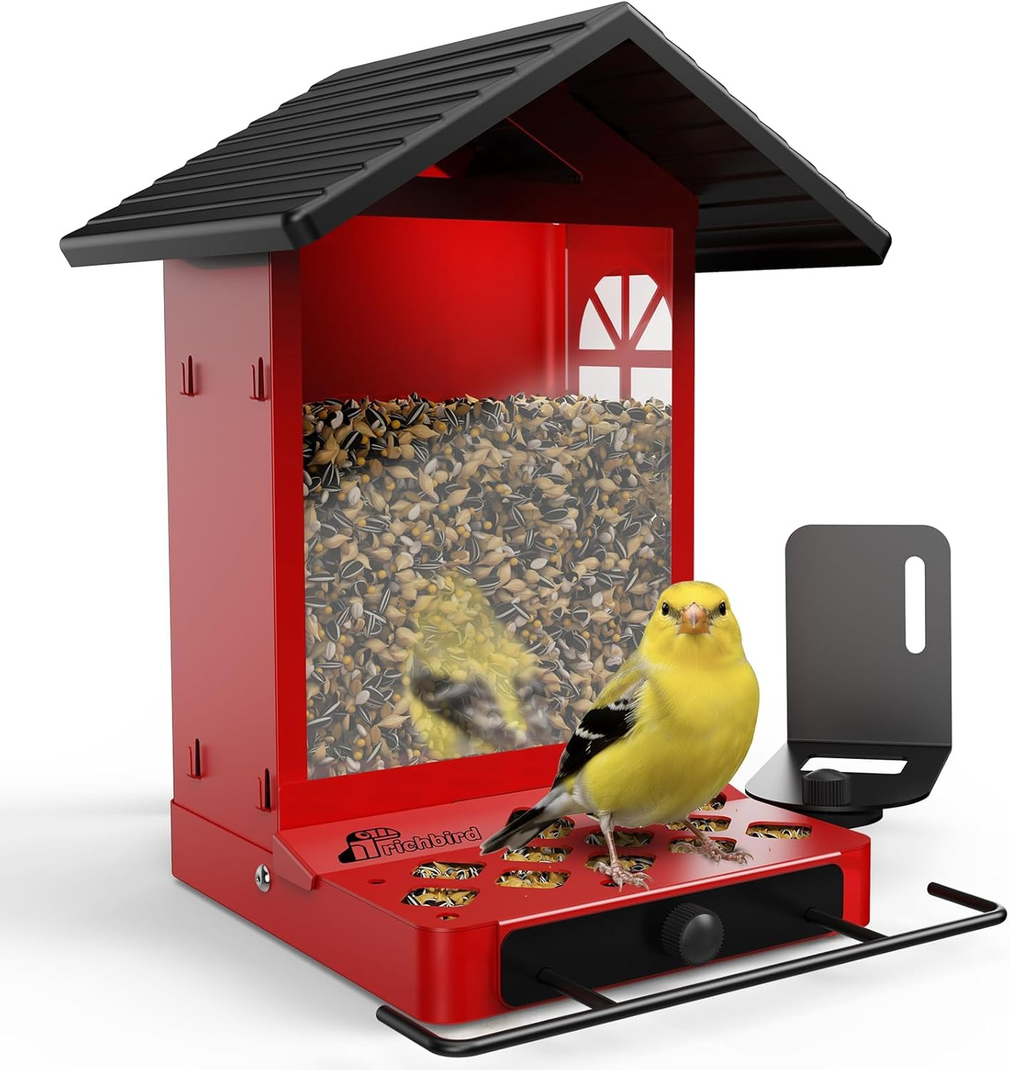 All-Metal Bird Feeder, Wall & Pole Mountable, 2.4L Large Capacity, Heavy-Duty Ch
