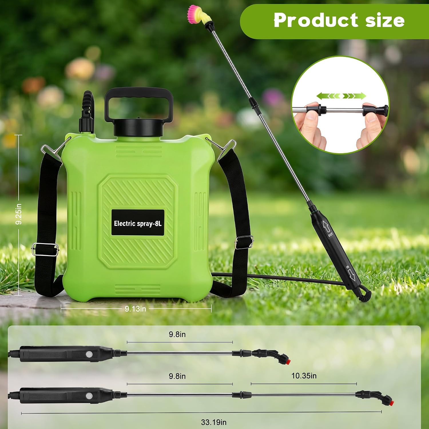 Battery Powered Sprayer 2 Gallon, Backpack Electric Pump Sprayer, Weed Sprayer w