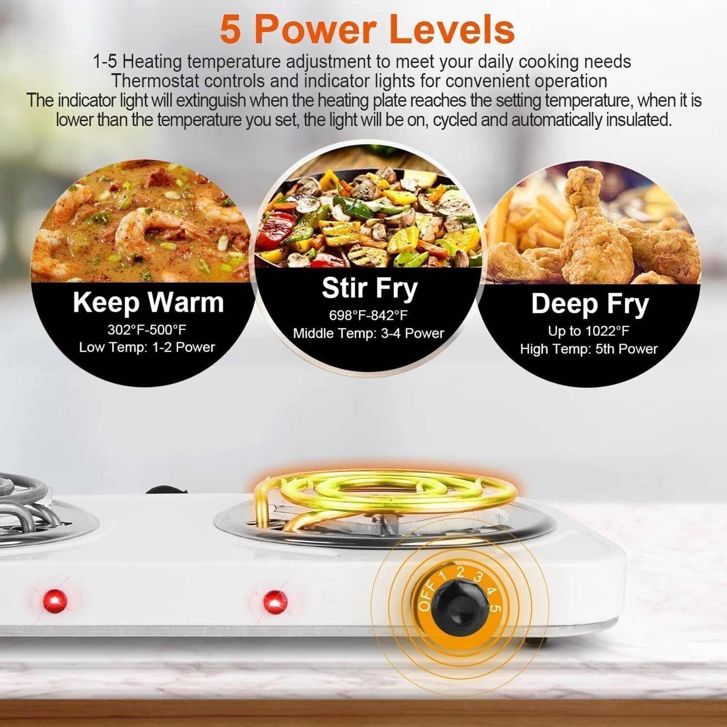 US 2000W Double Burner Hot Plates Electric Countertop Stove for Cooking Portable