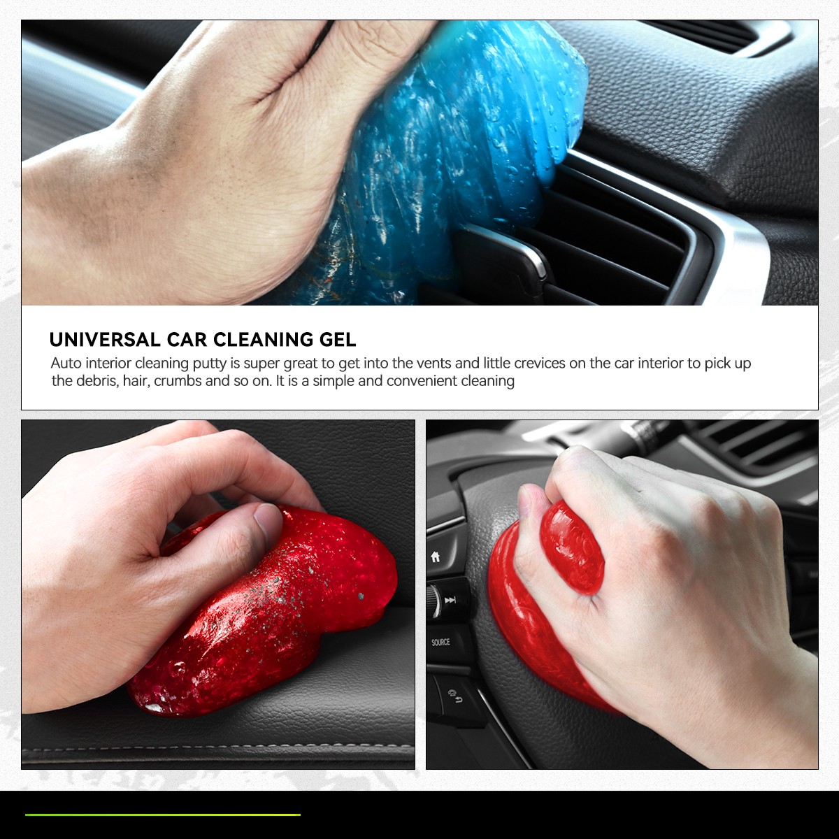 DNA Motoring 2 x Universal Car Keyboard Dust Sticky Cleaning Gel Jelly Blue+Red