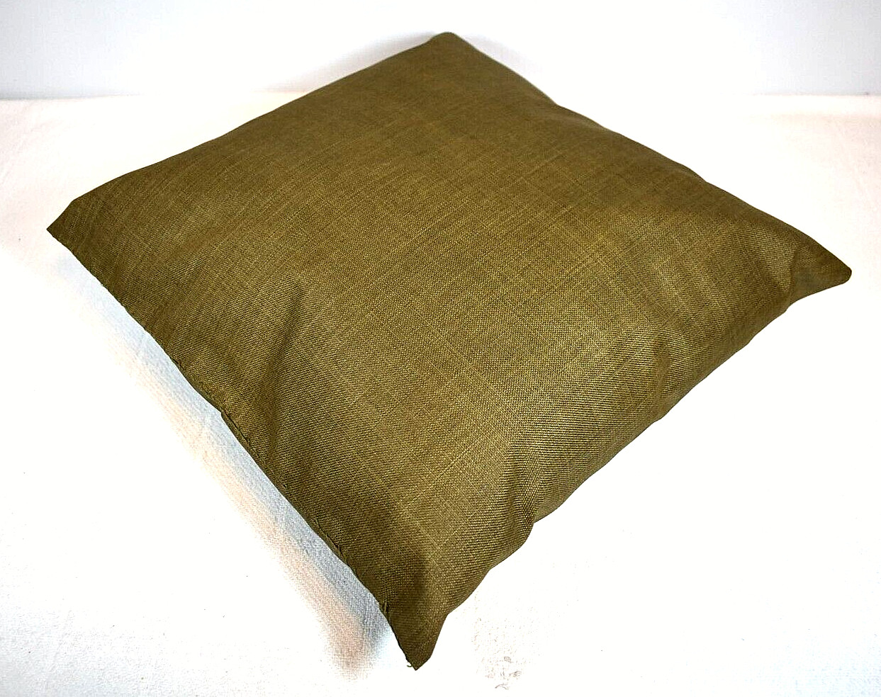 HANDCRAFTED Square Olive Green, Shiny Canvas Decorative Pillows (Set of 2)