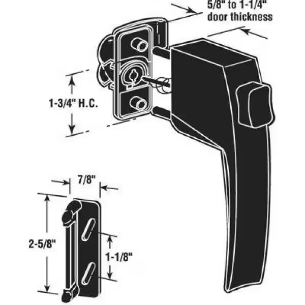 Push Button Screen or Storm Door Latch, Black