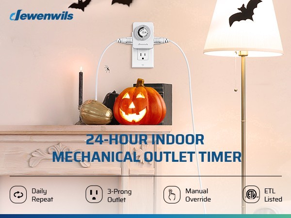 DEWENWILS Indoor Outlet Timer 2 Pack, 24Hr Programmable, 1875W,Grow Light & Lamp