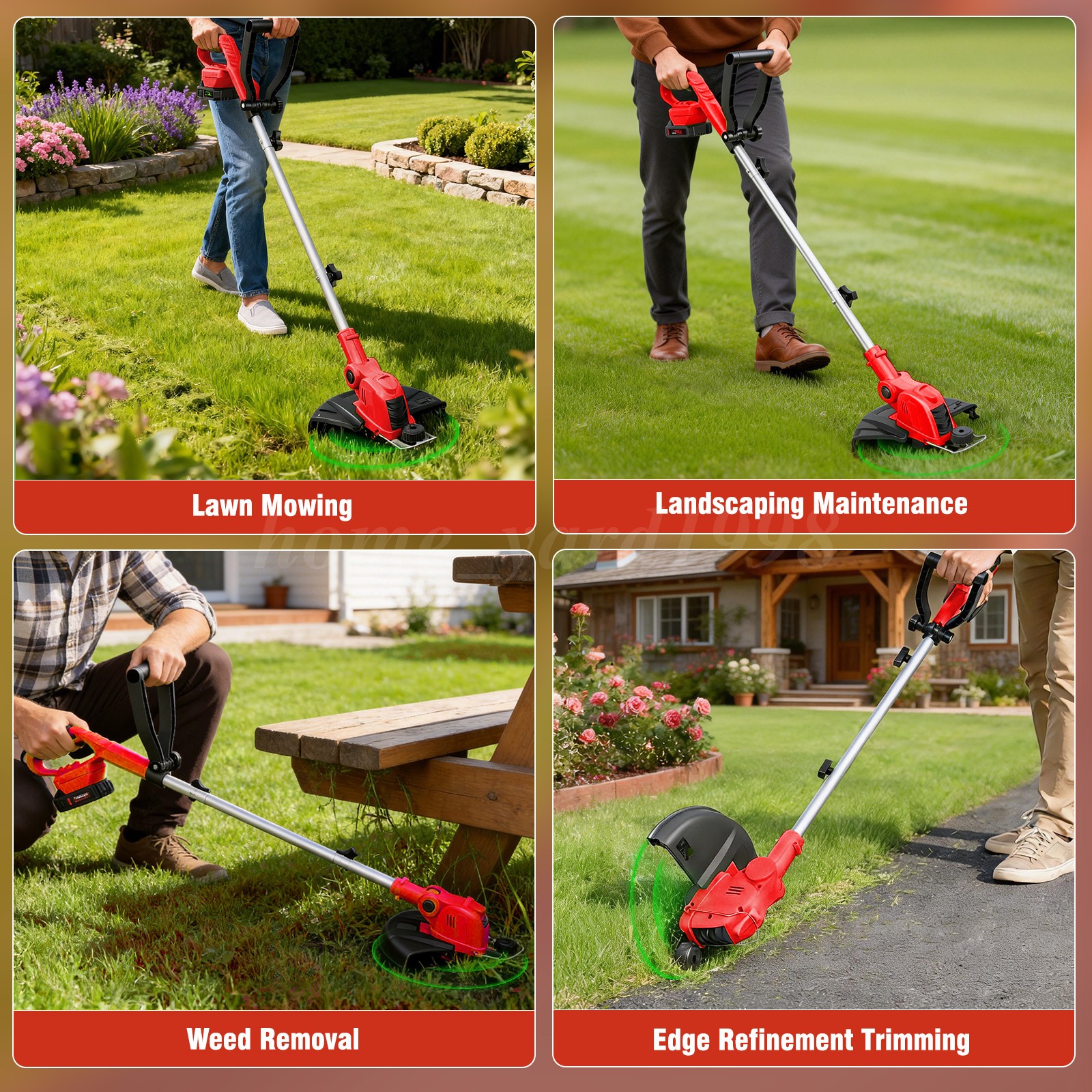 Cordless Weed Wacker Electric Weed Eater 11″ String Trimmer w/10 Trimmer Lines