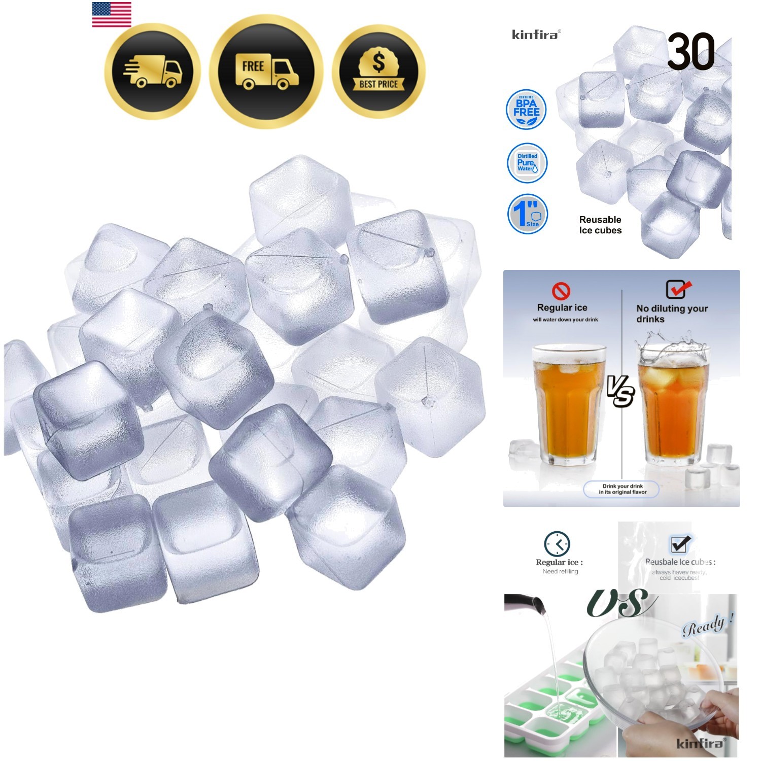 Reusable Ice Cubes for Drinks – Plastic Ice Cubes to Cool Drinks without Dil…