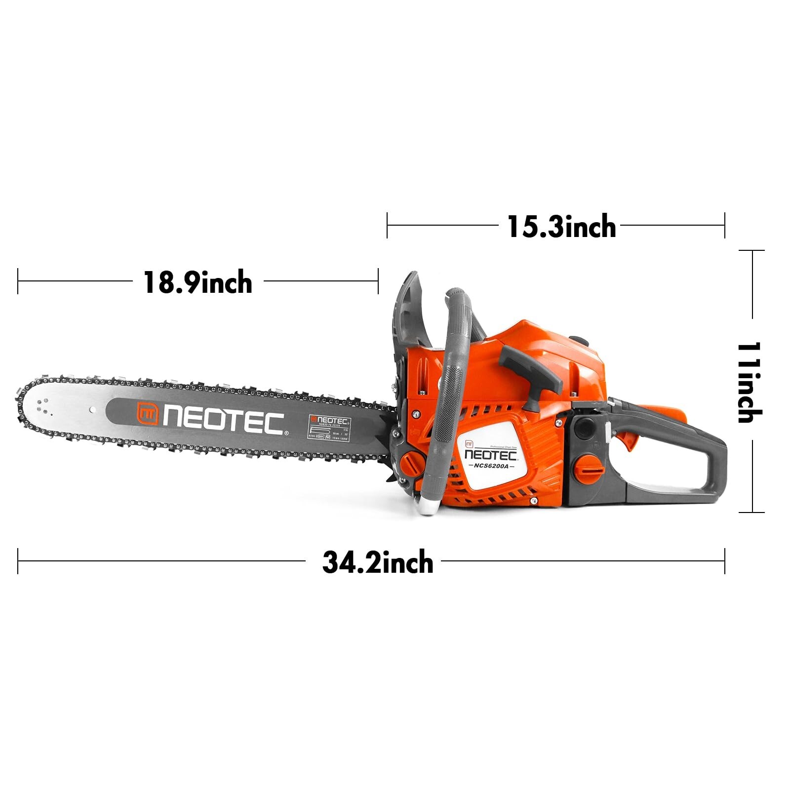 62cc Gas Powered Chainsaw with 18″ 22” Bar Saw Chain 2-Stroke Engine Cut Wood