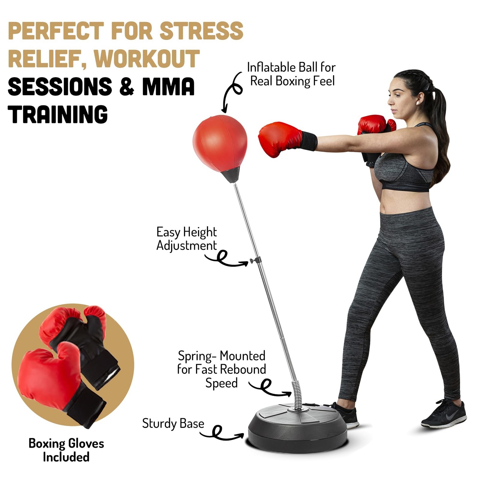 TechTools Punching Bag with Stand, Boxing Bag for Teens & Adults – Height Adj…
