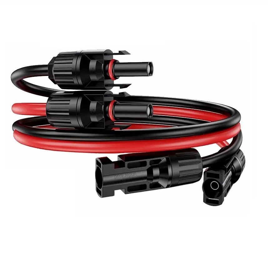 50ft Black + Red 10AWG Solar Panel Extension Cable Flexible Wire Connectors
