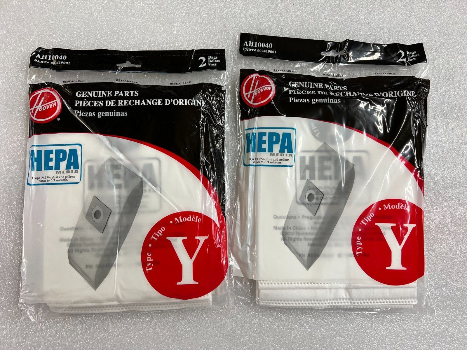 Hoover Genuine OEM Type Y HEPA Vacuum Filter Bags – 2 packs = 4 bags AH10040