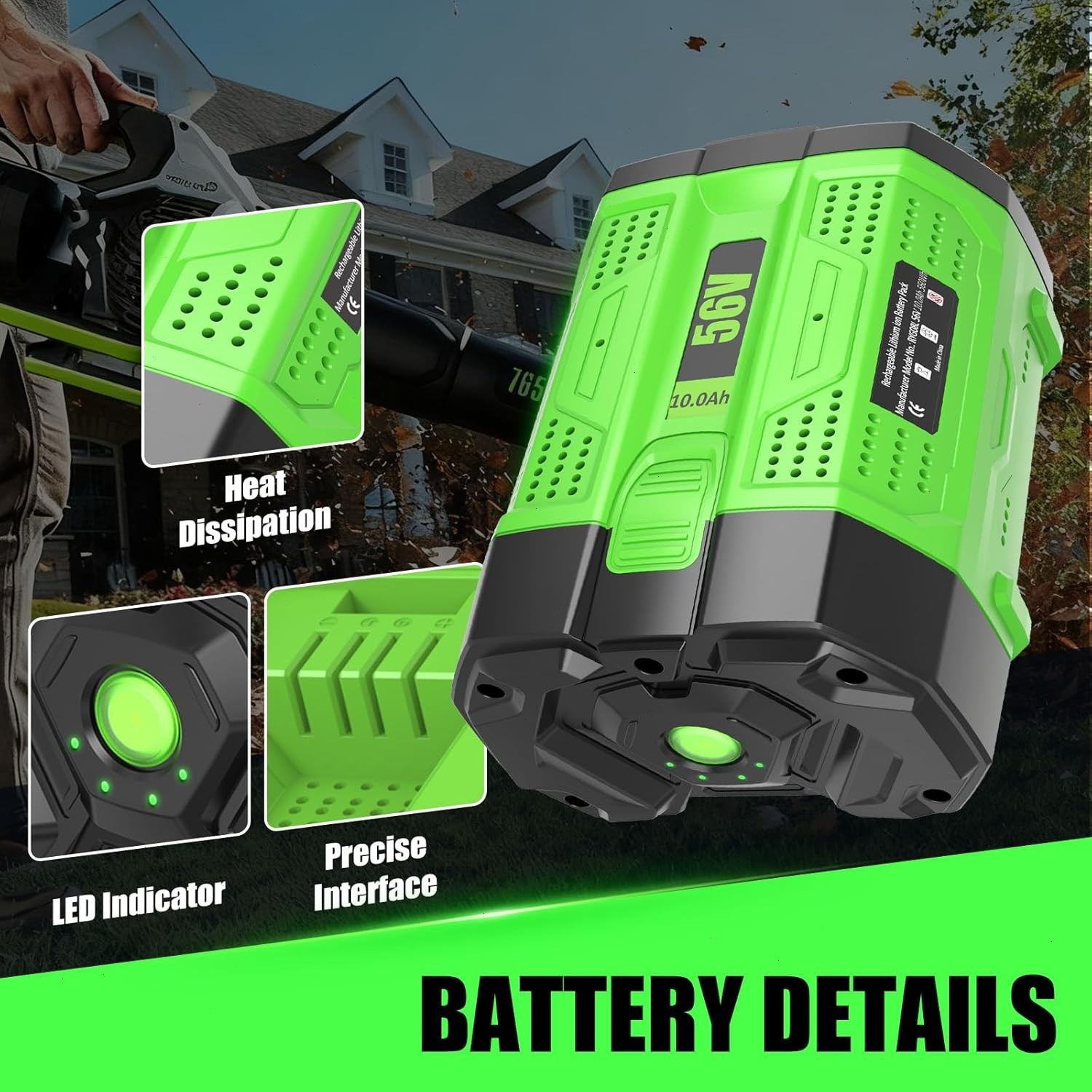 Genuine EGO POWER+ BA2800T 56V 10.0 Ah Lithium 12Ah Battery Upgrade Fuel Gauge