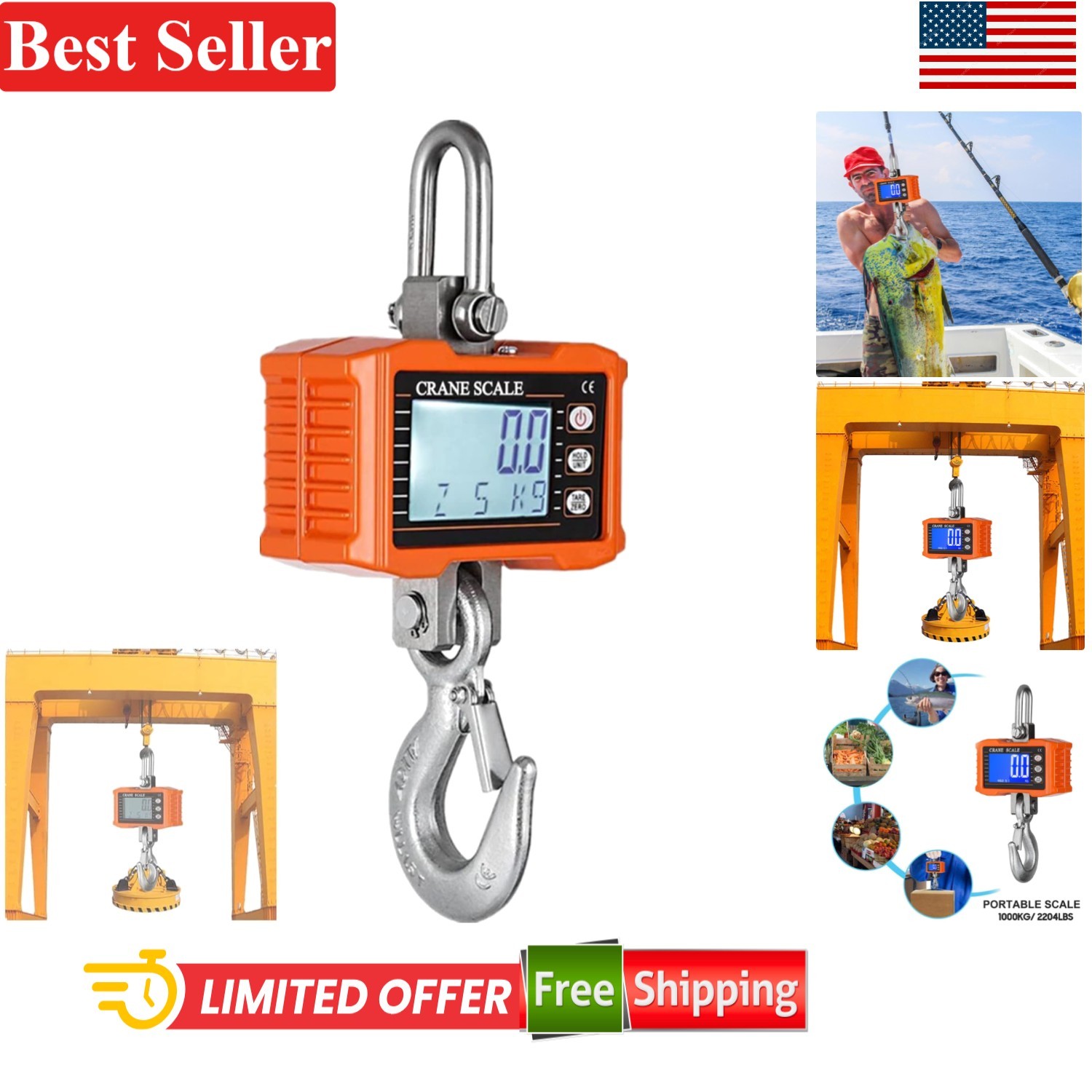 Multi-Functional Heavy Duty Digital Scale 1000kg for Outdoor and Industrial Use