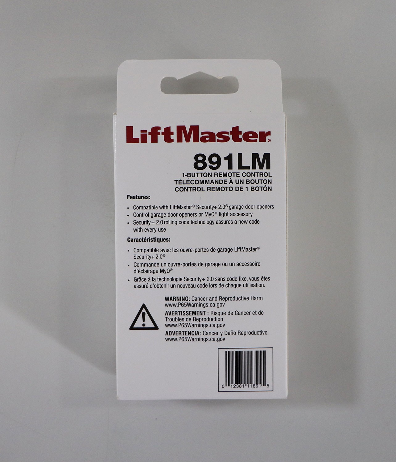 LiftMaster 891LM Security 2.0 1-Button Gate Operator Remote Control w/Visor Clip