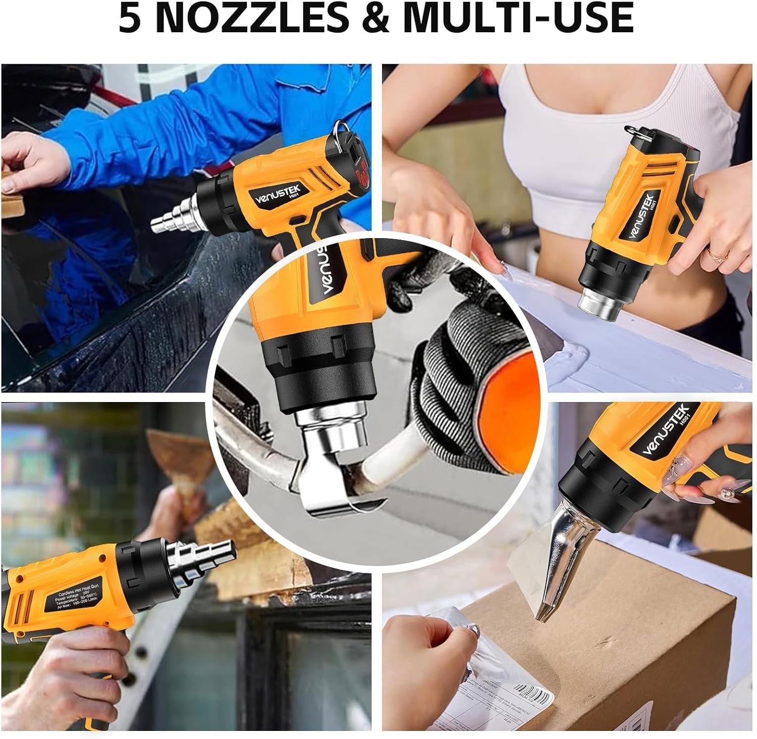 20V Cordless Heat Gun with 2 x 4.0Ah Batteries Fast-Heating Hot Air Gun