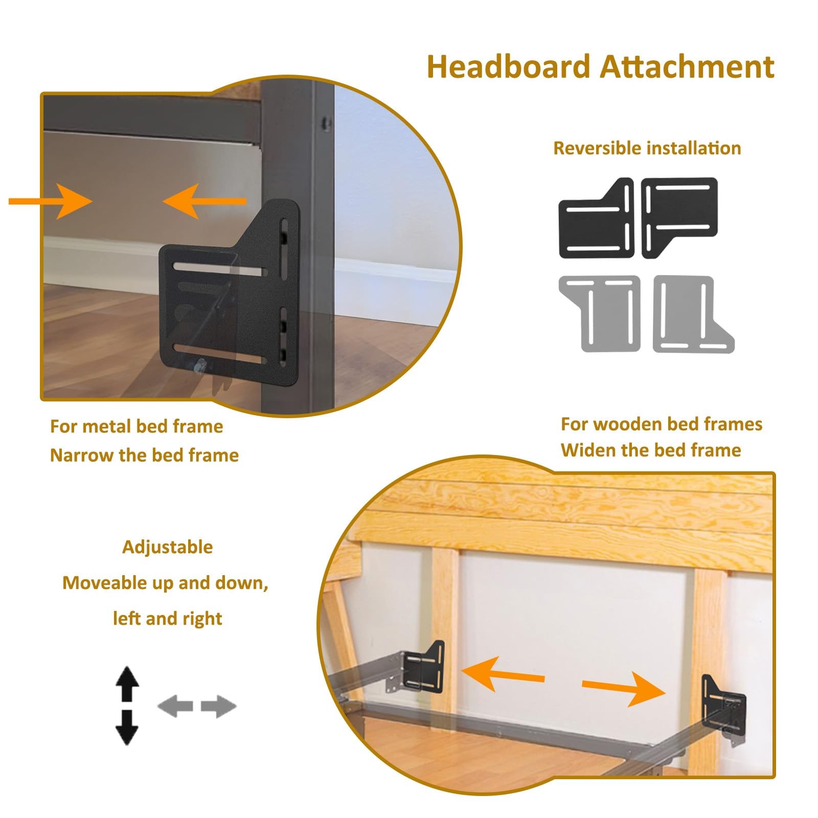 2PCS King Bed Headboard Attachment Bracket Modification Plate,Bed Frame Adapter