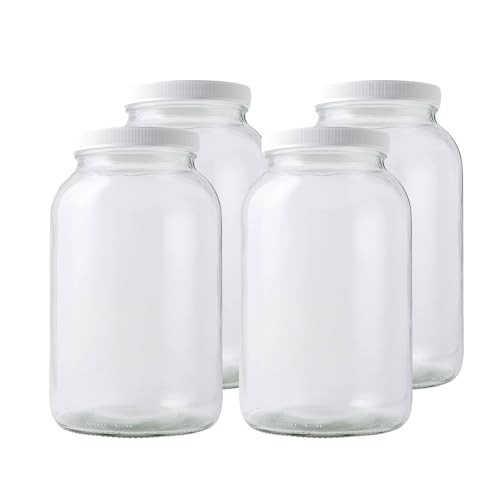 One Gallon Wide Mouth Glass Jar with Lid-Set of 4