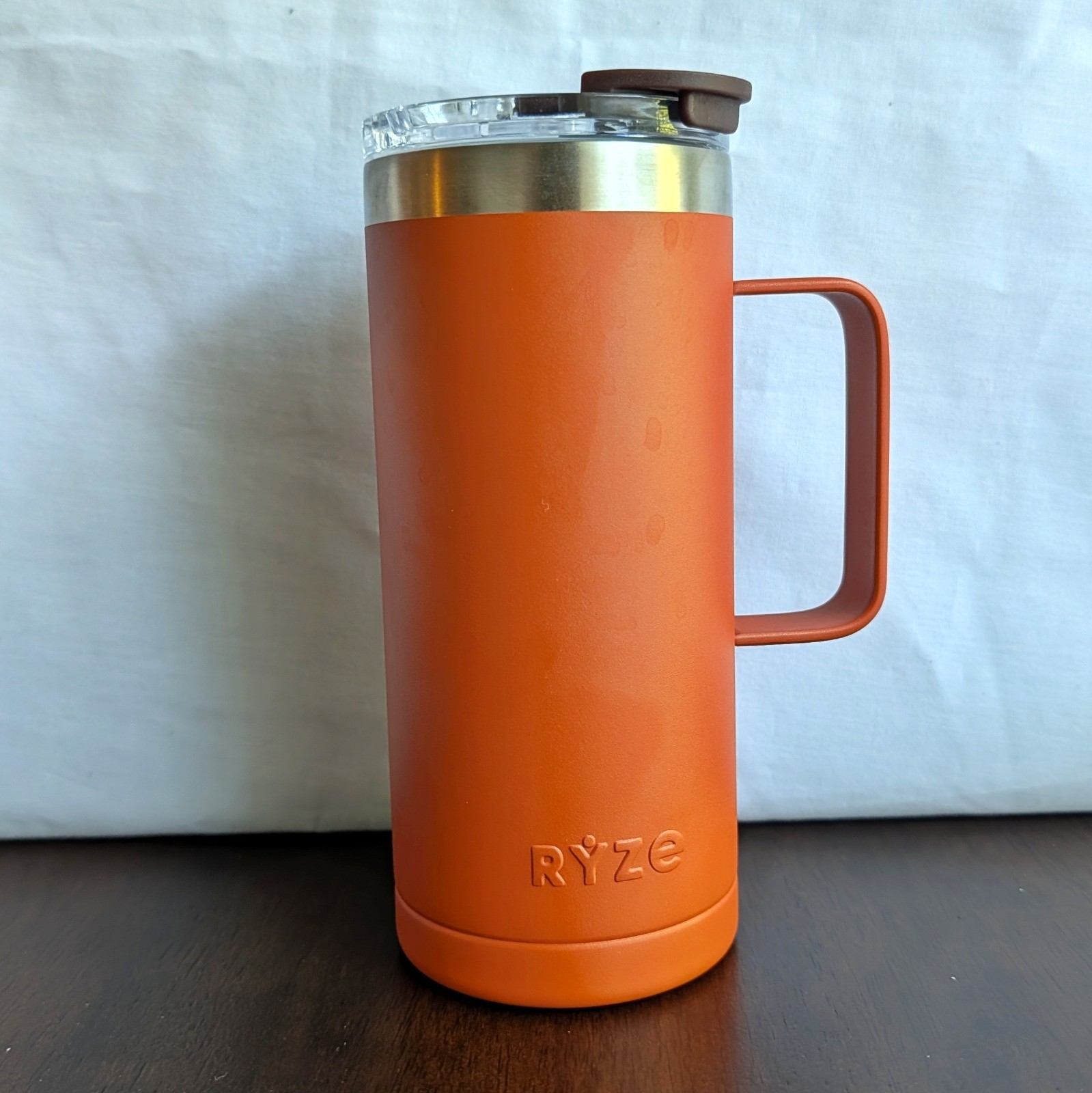 Ryze Mushroom Coffee Tumbler Stainless Steel Double Wall Mug 16oz Orange