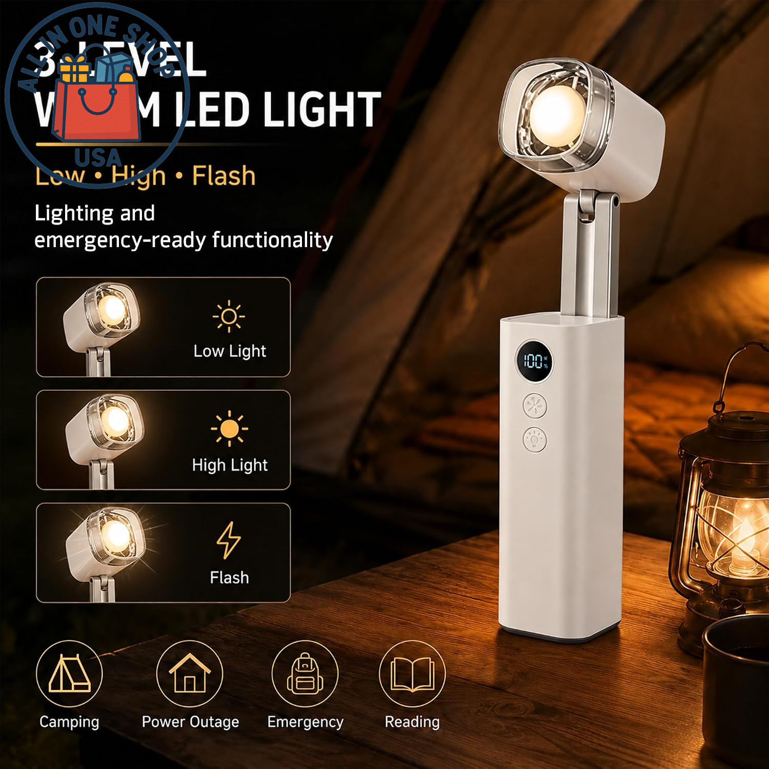 Portable Handheld Fan with Stepless Speed Control and Rechargeable Battery