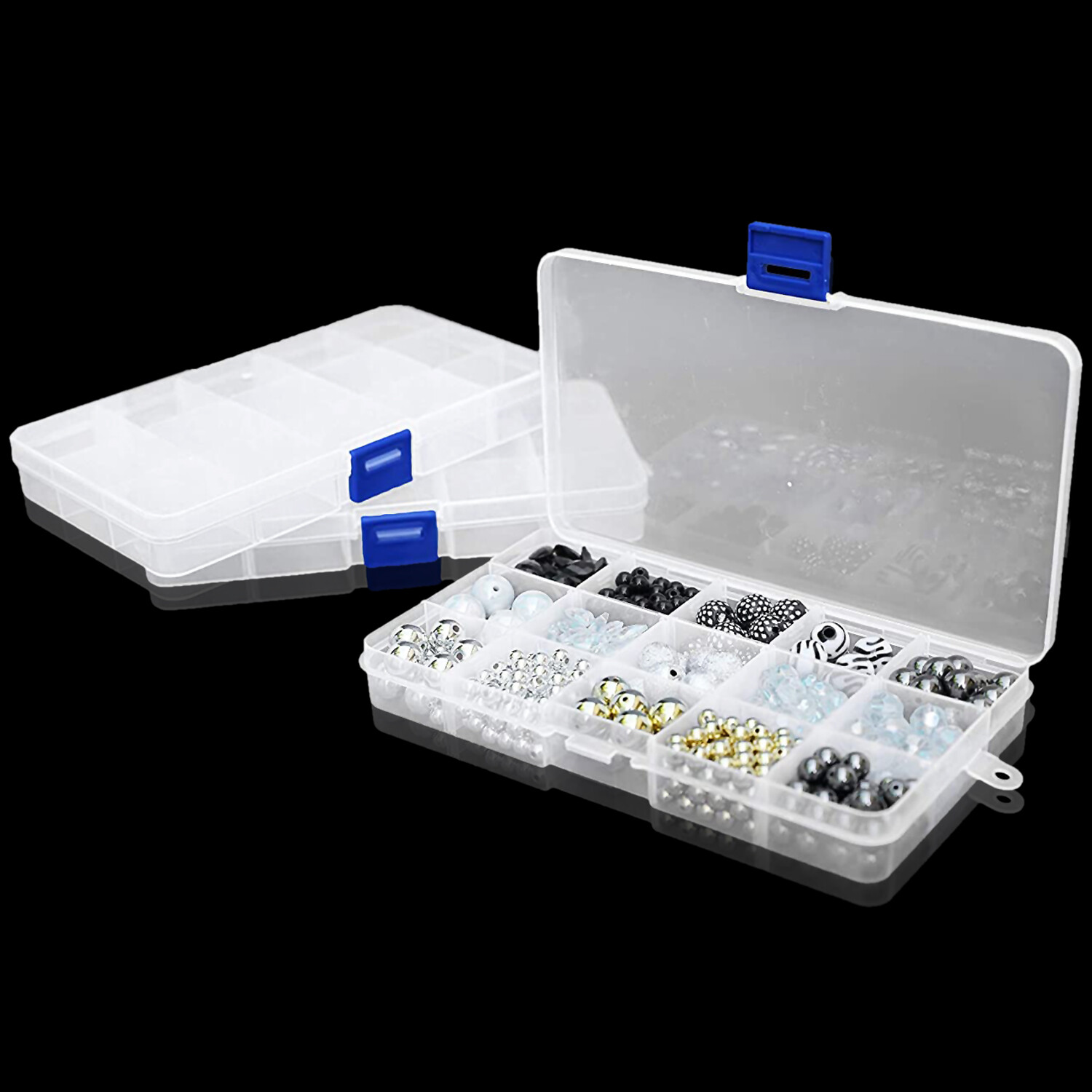 6 Pack Clear Jewelry Box Plastic Bead Storage Craft Container Earrings Organizer