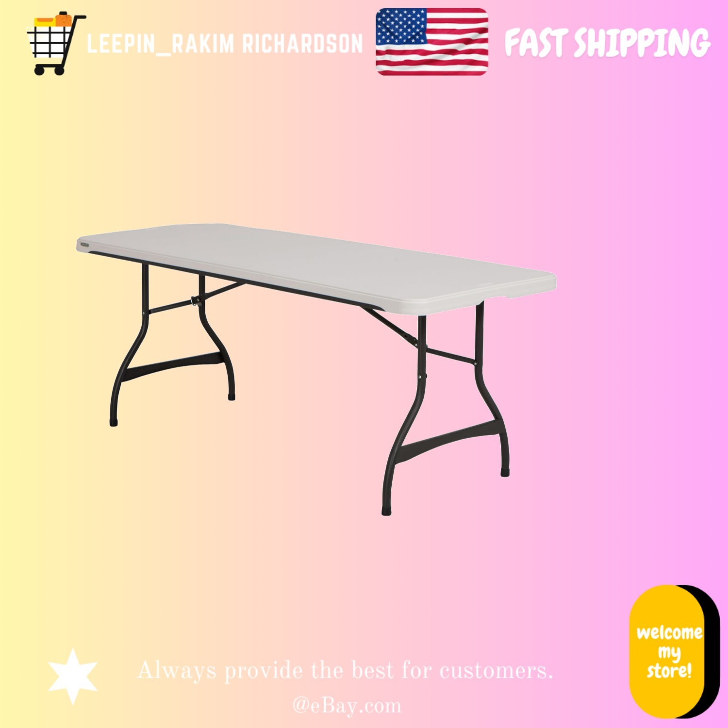 6 Foot Commercial Nesting Folding Table Almond Color