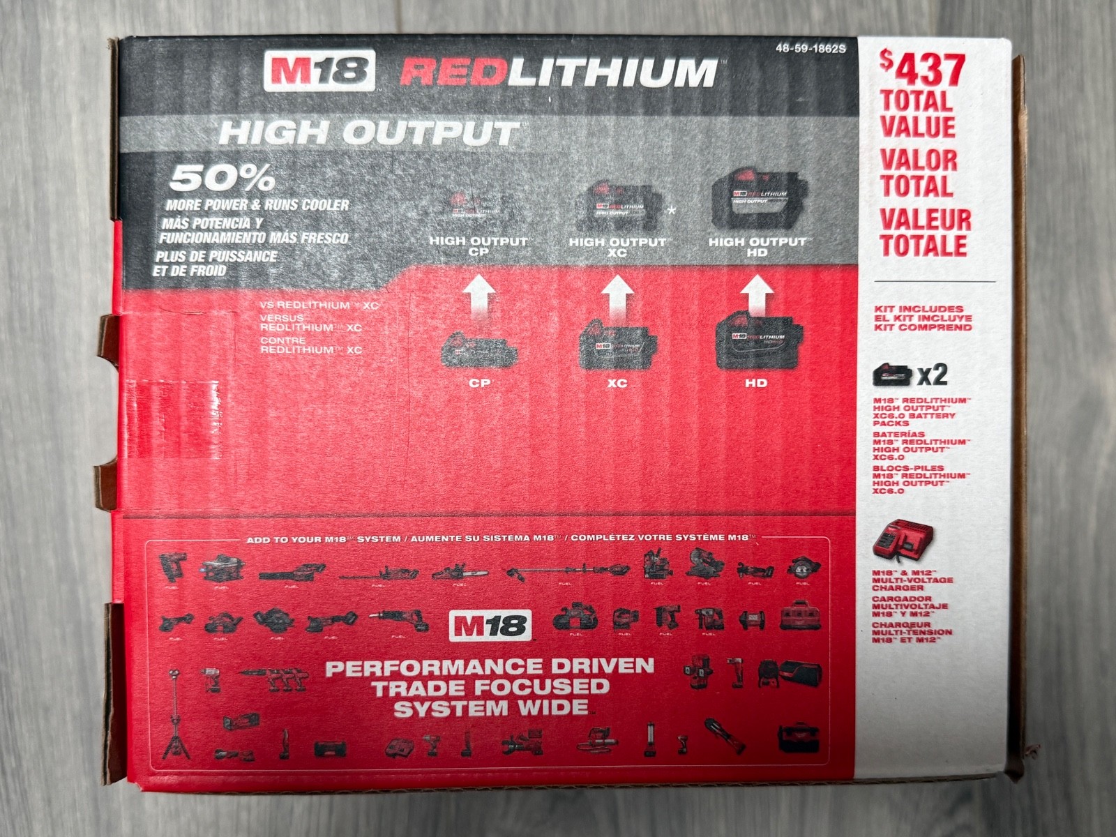 Milwaukee M18 48-59-1862S XC6.0 Ah 2X HIGH OUTPUT Batteries Charger Starter Kit