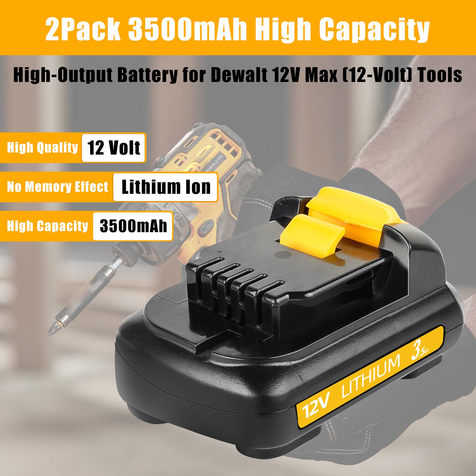 12V 4.0Ah 12 Volt Lithium-Ion For Dewalt Battery / Charger DCB127 DCB120 DCB101